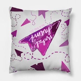 PINK PAPER AIRPLANES | SEE YOU IN THE FUNNY PAPERS Pillow