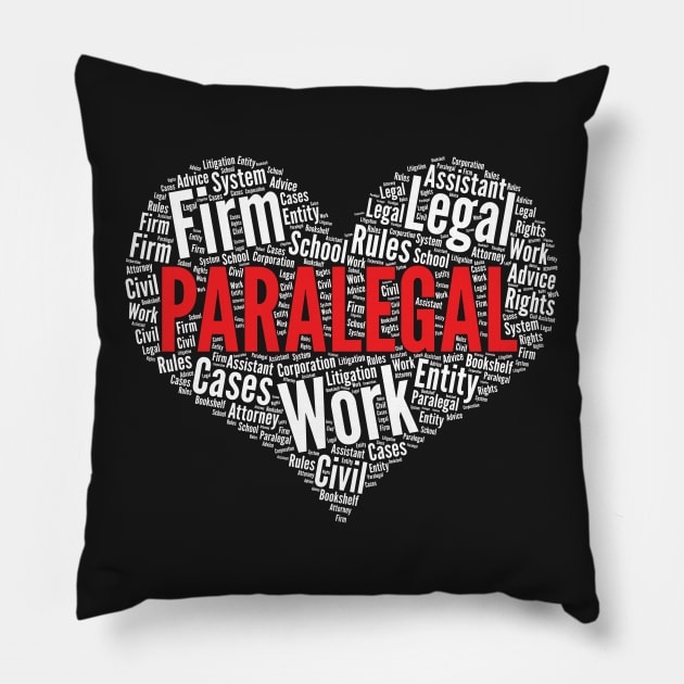 Paralegal Heart Shape Word Cloud Design product Pillow by theodoros20