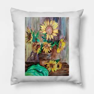 Sunflowers still life Pillow