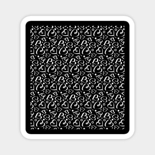 Black and white hearts seamless pattern design Magnet