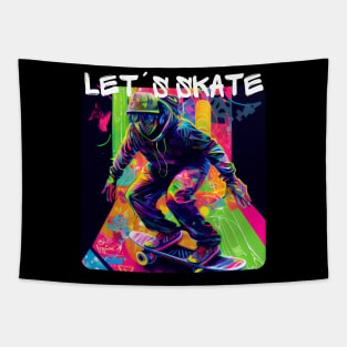 Lets Skate - Cool skater on the street - Graffiti Style 7 Tapestry