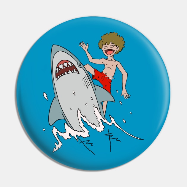 Jump the Shark Pin by RobKingIllustration