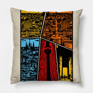 Berlin Skyline - Manga Comic Book Art Style (Colour Version) Pillow