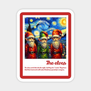 The elves in starry night Magnet