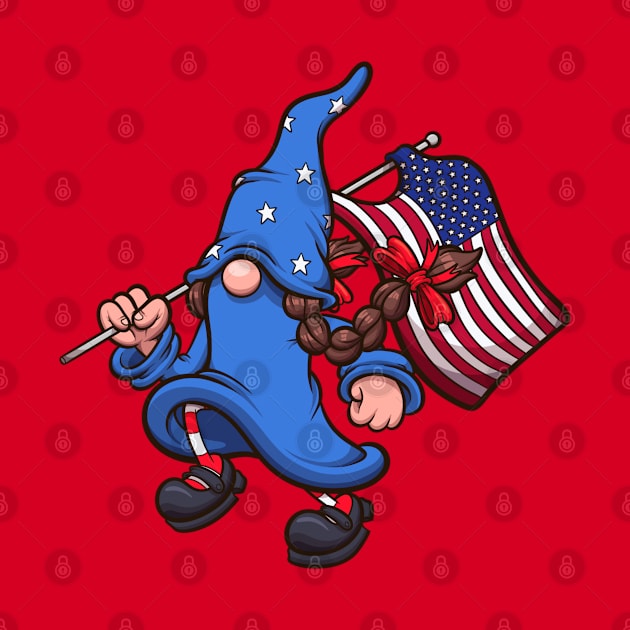 Female 4th Of July Gnome With American Flag by TheMaskedTooner