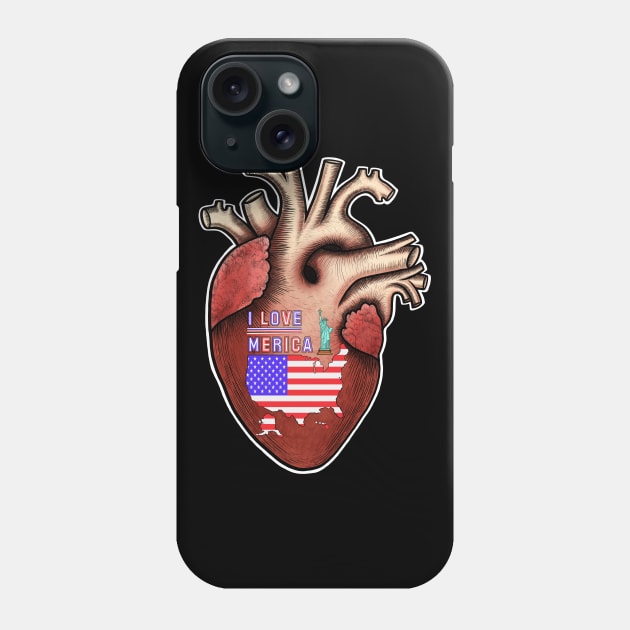 I love Merica,human heart anatomy,I love my country Phone Case by Artardishop