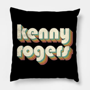 Retro Vintage Rainbow Kenny Letters Distressed Style Pillow