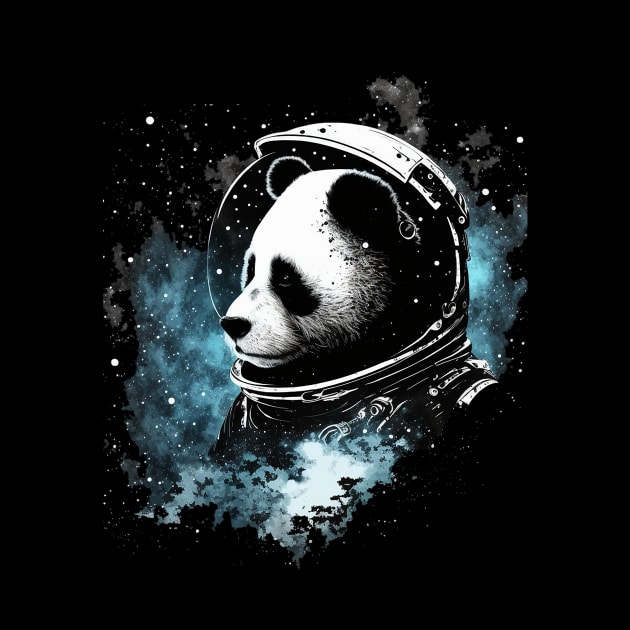 astronaut panda by a cat cooking