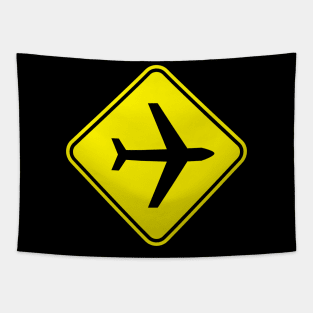 Yellow Airplane Sign Tapestry