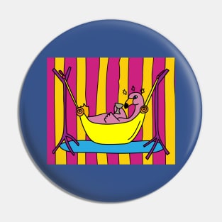 Time Out Drink Flamingo Rest Pink Bird Pin