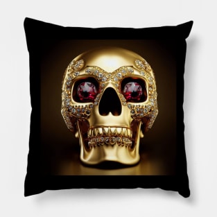 Gold Skull and Rubies. Pillow