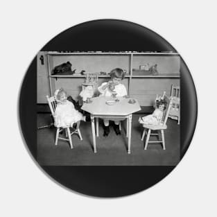 Tea Party with Dolls, 1923. Vintage Photo Pin