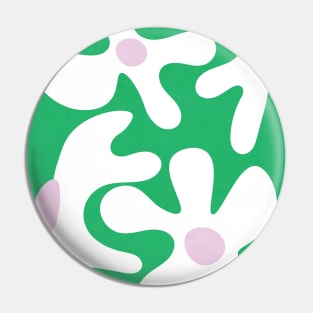 Abstract Flowers Green White Pin