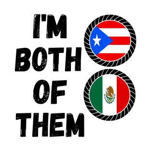 Half Puerto Rican Half Mexican Heritage Mexico Roots & Puerto Rico DNA Family Flag Design T-Shirt