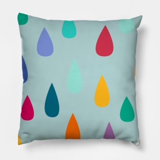 Rainbow Raindrops Jewelled Multicolour Colourful on Sky Pillow