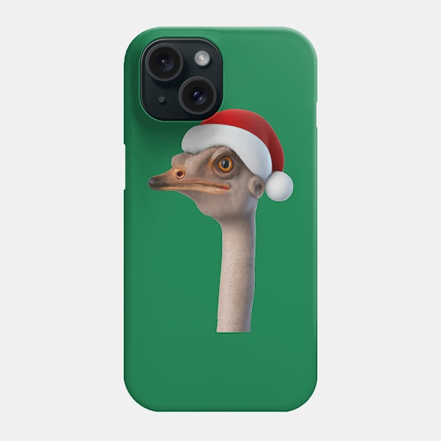 Fun Ostrich Weating Santa Hat Animal Humor Phone Case by taiche