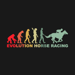 Evolution Horse Racing Retro Equestrian Derby Suit Tee, Kentucky Men Women Jockey Silhouette Design T-Shirt