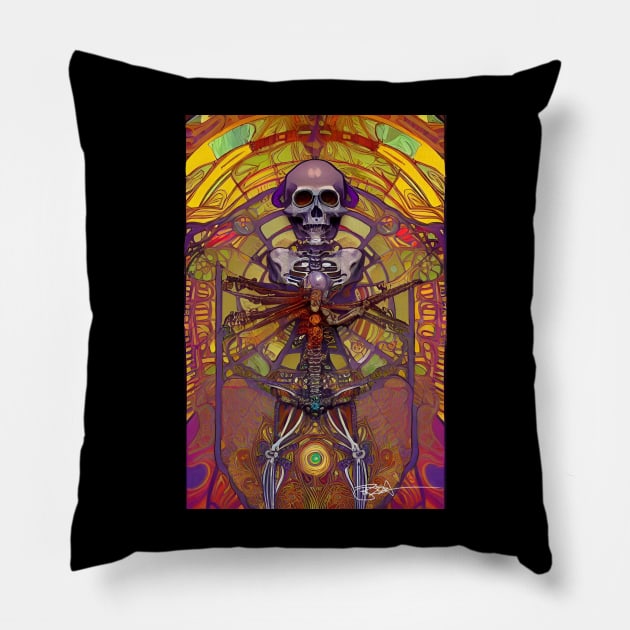 Psychedelic Exquisite Dead 25 Pillow by Benito Del Ray