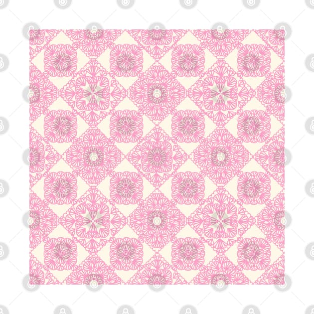 Pink granny squares over cream by marufemia