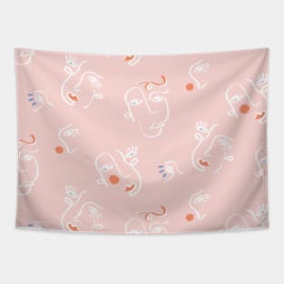 Blush Abstract Faces Tapestry