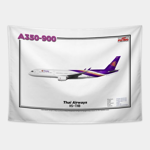 Airbus A350-900 - Thai Airways (Art Print) Tapestry by TheArtofFlying