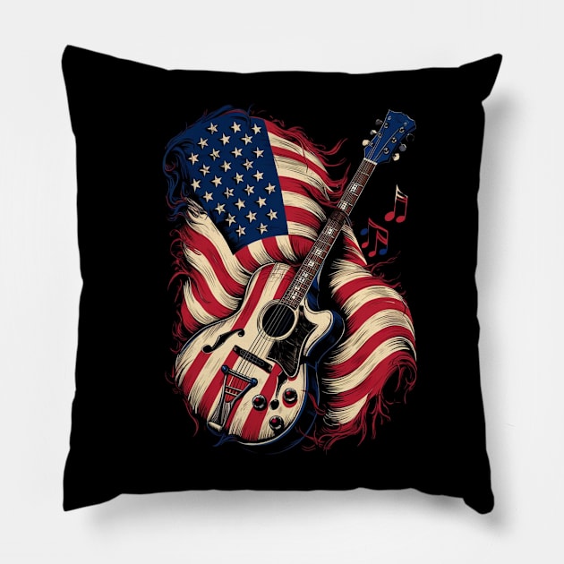 Guitar USA Pillow by HMBcreator