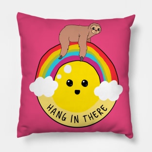 Hang in there sloth riding rainbow shirt Pillow