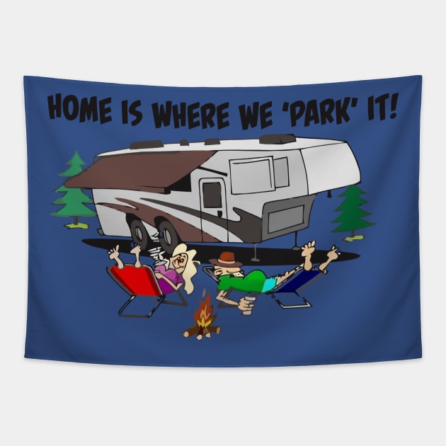 Funny Camper Camping Tapestry by RedLineStore