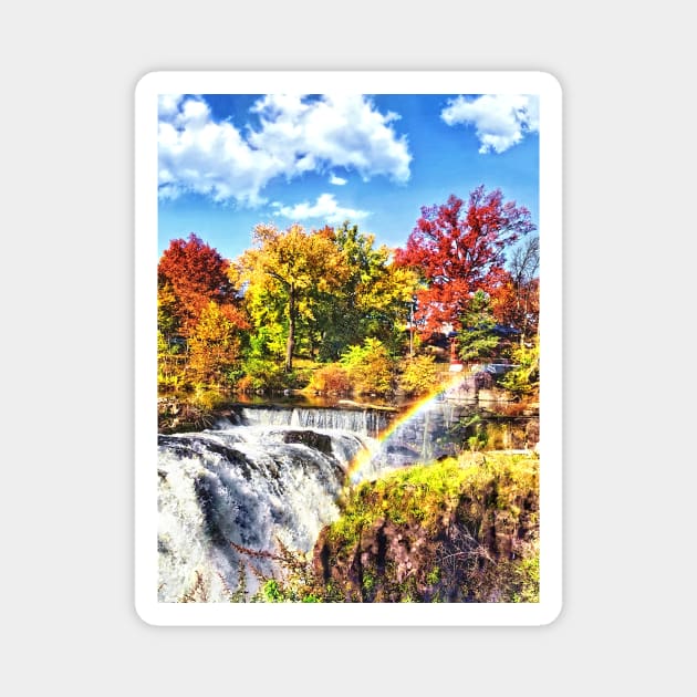 Paterson NJ - Rainbow Over Paterson Great Falls Magnet by SusanSavad