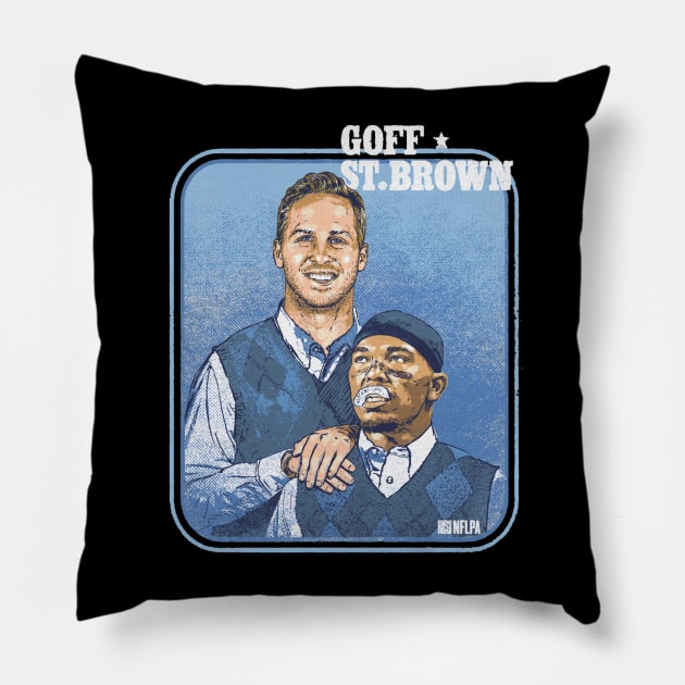 Jared Goff & Amon-Ra St. Brown Detroit Step Brothers Pillow by ClarityMacaws