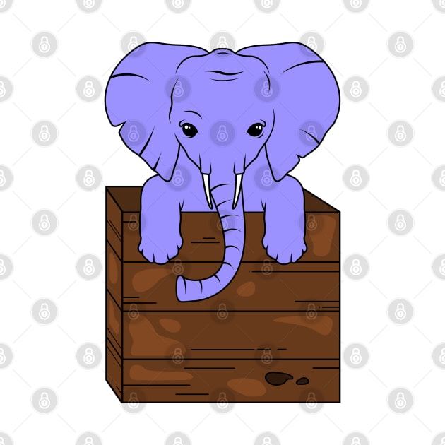 Cute elephant looking out of a box by Markus Schnabel