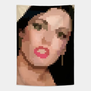 Pixel Art (brunette girl) Tapestry