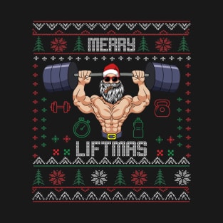 Fitness Christmas cool Santa lifting T-Shirt