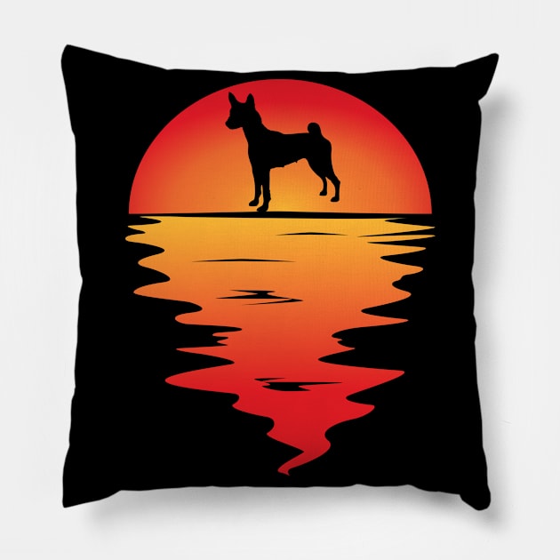 Sunset Dog Basenji Pillow by Shirtjaeger