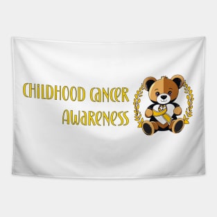 Childhood cancer awareness golden teddy bear Tapestry