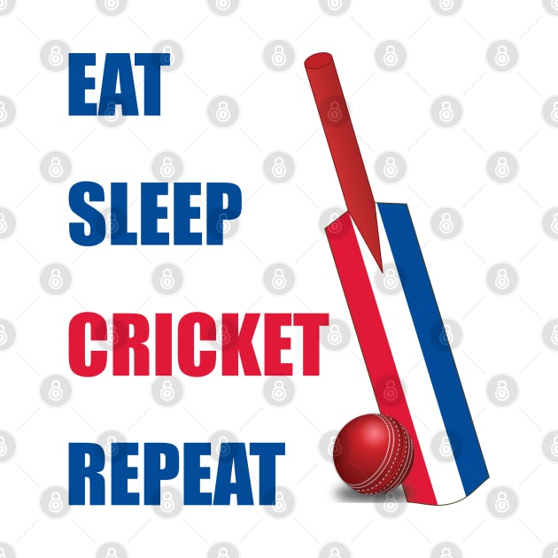 Eat Sleep Cricket Repeat Netherlands Flag Cricket Bat by DPattonPD