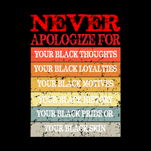 Never apologize for your black thoughts your black loyalties your black history by Jeruk Bolang