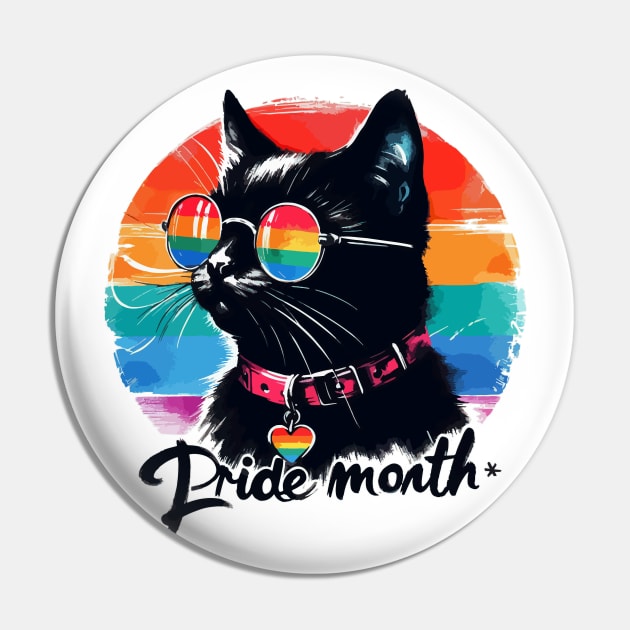 Pride LGBTQIA Trans Black Cat Pin by TomFrontierArt