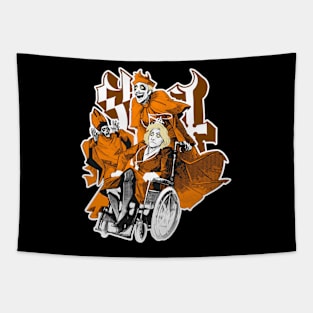 Funny Ghost Dark Orange Tapestry