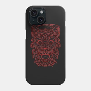 Tiger Tribal Tattoo Tiger With a Slightly Human Face Red Version Phone Case