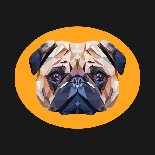 Funny Pug Polygon Dog Head Pet Gift by MaveriKDALLAS