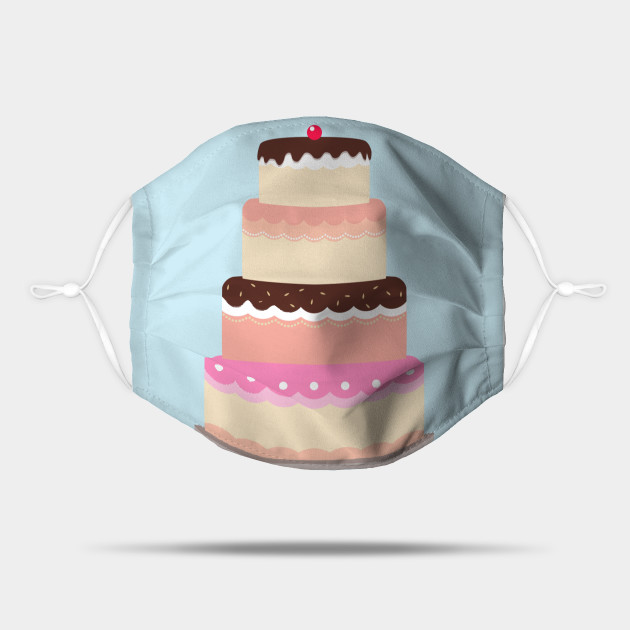 Birthday Cake Illustration Blue Background Cake Illustration Mask Teepublic Delicious birthday cake with lighting candles on blue background. teepublic