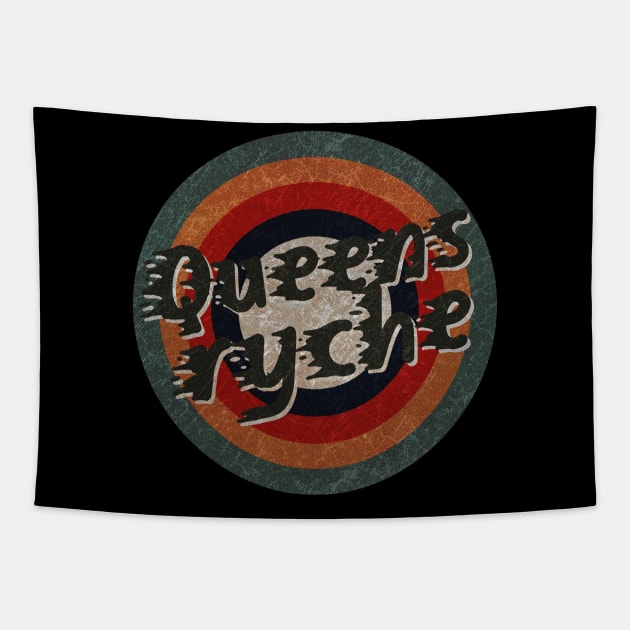 Retro Color Typography Faded Style Queensryche Tapestry by KakeanKerjoOffisial