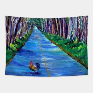 Kauai Tree Tunnel with Rooster Tapestry
