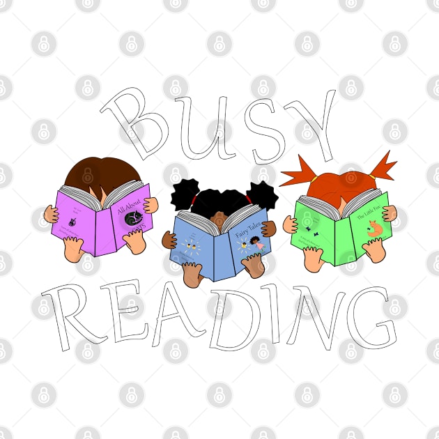 Busy Reading - cute reading girls - book nerds by Nutmegfairy