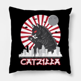 Catzilla Japanese Funny Retro Catzilla. Pillow