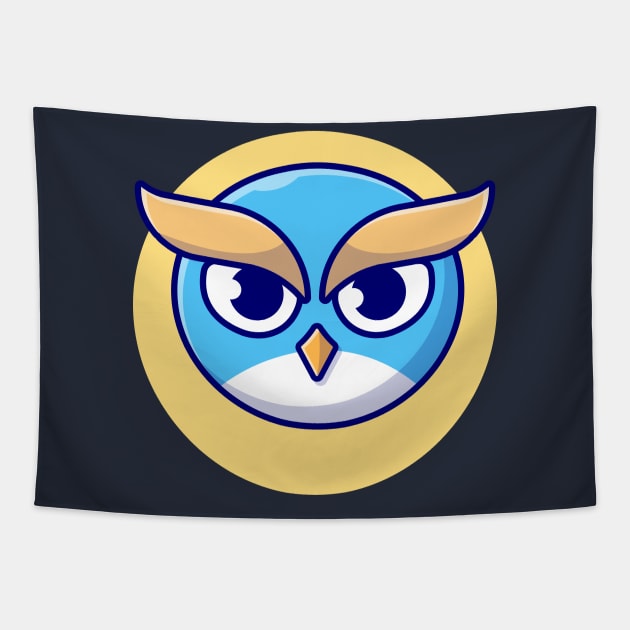 Cute Owl Cartoon Vector Icon Illustration (4) Tapestry by Catalyst Labs
