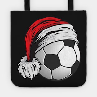 Christmas Football Ball With Santa Hat Funny Sport X-mas product Tote