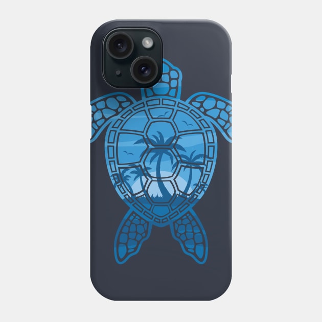 Tropical Island Sea Turtle Design in Blue Phone Case by fizzgig