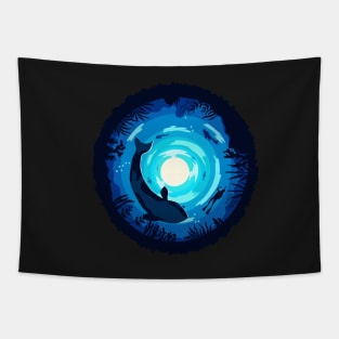 Dark blue sea Tapestry